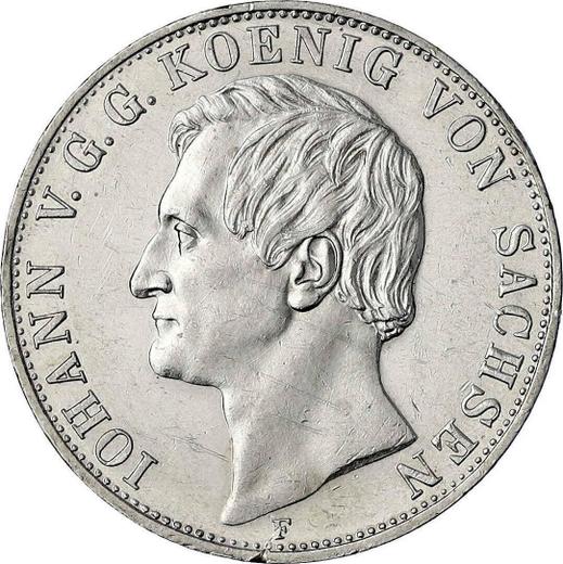 Obverse 2 Thaler 1855 F - Silver Coin Value - Saxony-Albertine, John