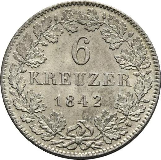 Reverse 6 Kreuzer 1842 - Silver Coin Value - Hesse-Darmstadt, Louis II