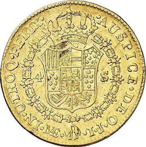 Reverse 4 Escudos 1794 IJ - Gold Coin Value - Peru, Charles IV