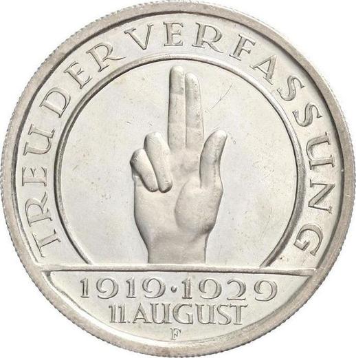 Reverse 5 Reichsmark 1929 F "Constitution" - Silver Coin Value - Germany, Weimar Republic