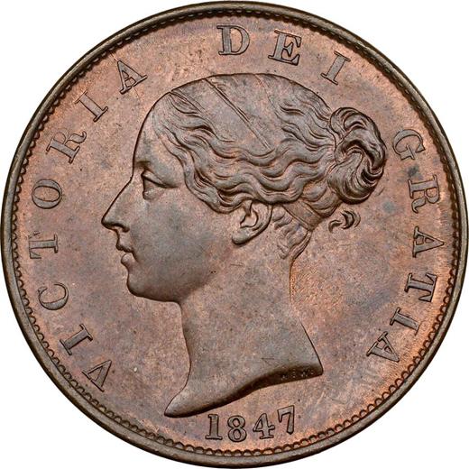 Obverse Halfpenny 1847 WW -  Coin Value - United Kingdom, Victoria