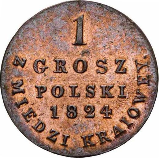 Reverse 1 Grosz 1824 IB "Z MIEDZI KRAIOWEY" - Coin Value - Poland, Congress Poland