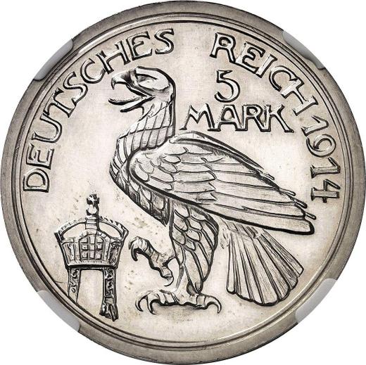 Rewers monety - Próba 5 marek 1914 "Anhalt" Srebrny ślub - cena srebrnej monety - Niemcy, Cesarstwo Niemieckie