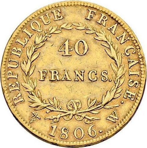 Reverse 40 Francs 1806 W "Type 1806-1807" - Gold Coin Value - France, Napoleon I