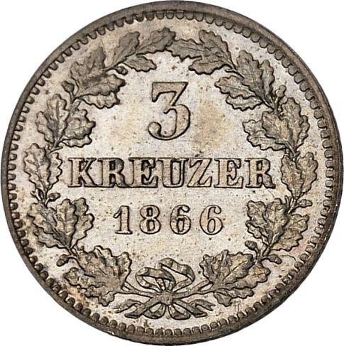 Reverse 3 Kreuzer 1866 - Silver Coin Value - Hesse-Darmstadt, Louis III