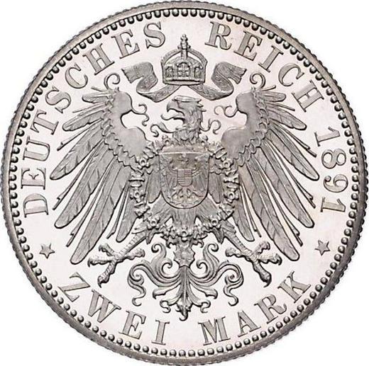 Reverse 2 Mark 1891 A "Oldenburg" - Silver Coin Value - Germany, German Empire