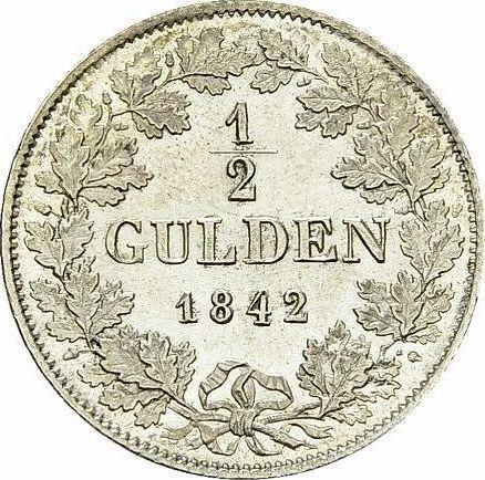 Reverse 1/2 Gulden 1842 D - Silver Coin Value - Baden, Leopold