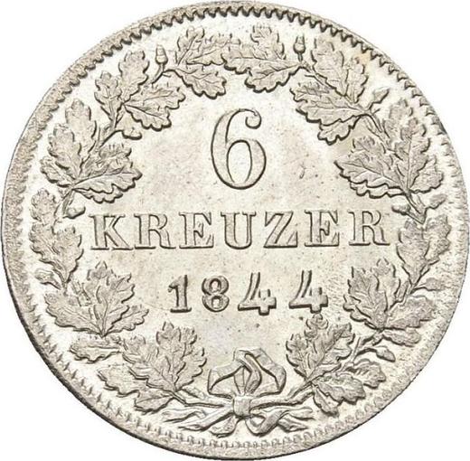 Revers 6 Kreuzer 1844 - Silbermünze Wert - Hohenzollern-Sigmaringen, Karl