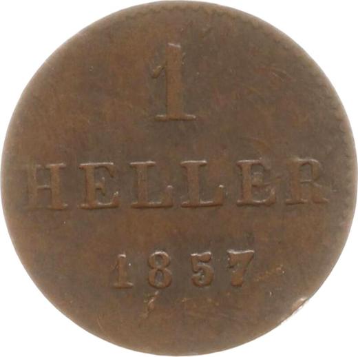 Revers 1 Heller 1857 - Münze Wert - Frankfurt am Main, Freie Stadt