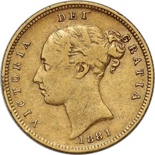 Awers monety - 1/2 suwerena 1881 M "Herb" - cena złotej monety - Australia, Wiktoria