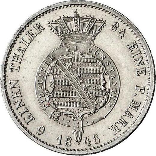 Реверс монеты - 1/6 талера 1848 года F - цена серебряной монеты - Саксен-Кобург-Гота, Эрнст II