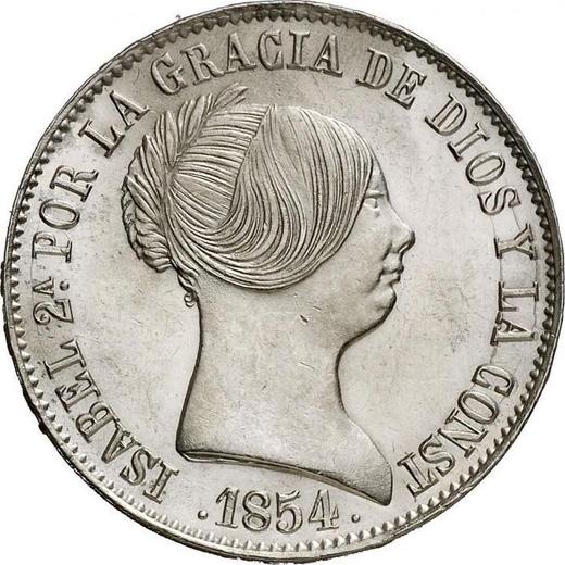 Obverse 10 Reales 1854 6-pointed star - Silver Coin Value - Spain, Isabella II