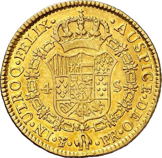 Reverse 4 Escudos 1787 PTS PR - Gold Coin Value - Bolivia, Charles III