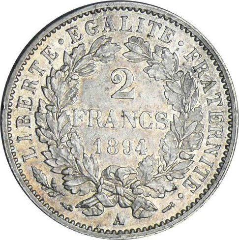 Reverse 2 Francs 1894 A "With Motto" - Silver Coin Value - France, Third Republic