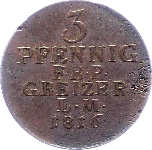 Реверс монеты - 3 пфеннига 1816 года - цена  монеты - Рейсс-Грейц, Генрих XIII