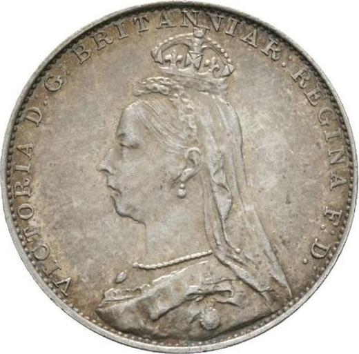 Anverso 4 peniques (Groat) 1891 "Retrato jubilar" - valor de la moneda de plata - Gran Bretaña, Victoria
