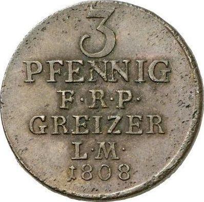 Revers 3 Pfennige 1808 - Münze Wert - Reuß-Greiz, Heinrich XIII