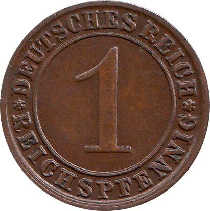 Obverse 1 Reichspfennig 1927 F -  Coin Value - Germany, Weimar Republic