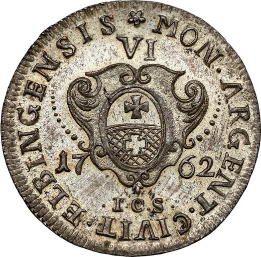 Reverse 6 Groszy (Szostak) 1762 ICS "Elbing" - Silver Coin Value - Poland, Augustus III