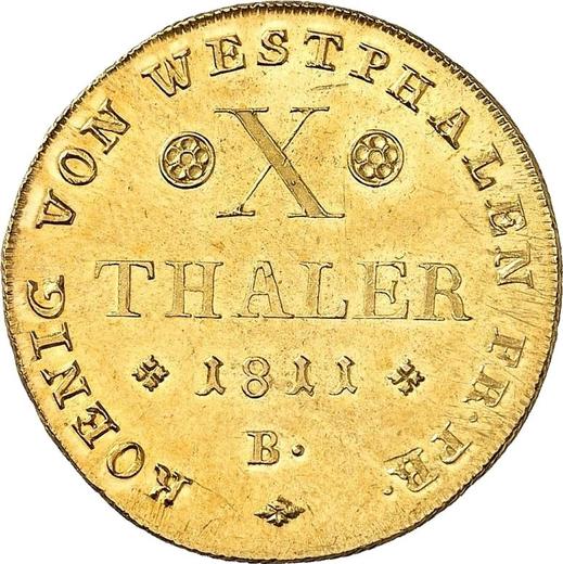 Reverse 10 Thaler 1811 B - Gold Coin Value - Westphalia, Jérôme Napoléon