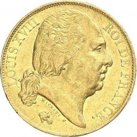 Obverse 20 Francs 1818 Q "Type 1816-1824" - Gold Coin Value - France, Louis XVIII