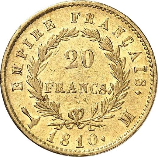 Reverse 20 Francs 1810 M "Type 1809-1815" - Gold Coin Value - France, Napoleon I
