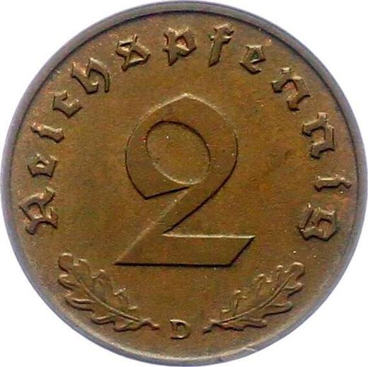 Obverse 2 Reichspfennig 1938 D "Type 1936-1940" -  Coin Value - Germany, Third Reich