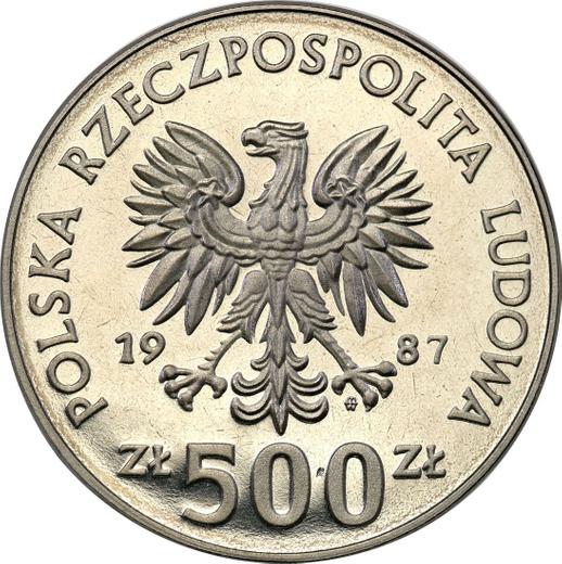 Avers Probe 500 Zlotych 1987 MW ET "Olympia Calgary 1988" Nickel - Münze Wert - Polen, Volksrepublik Polen