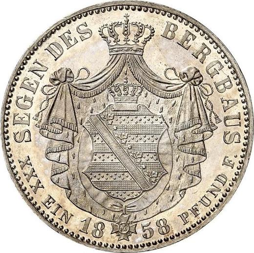 Reverse Thaler 1858 F "Mining" - Silver Coin Value - Saxony-Albertine, John