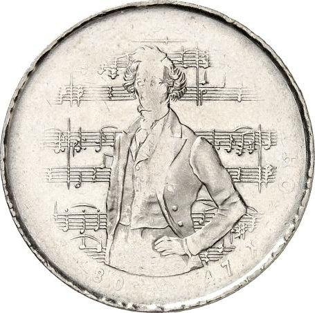 Avers 5 Mark 1984 J "Mendelssohn" Dünnen Schrötling - Münze Wert - Deutschland, BRD
