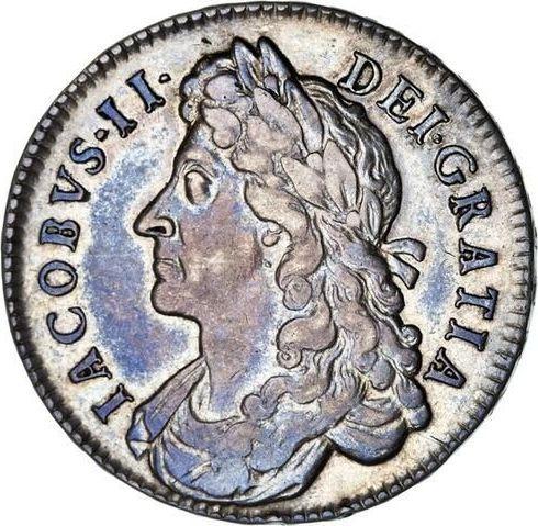 Obverse Halfcrown 1685 "First laureated bust" - Silver Coin Value - United Kingdom, James II