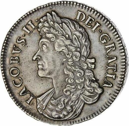 Anverso 1 Corona 1687 "Segundo busto de laureado" - valor de la moneda de plata - Gran Bretaña, Jacobo II