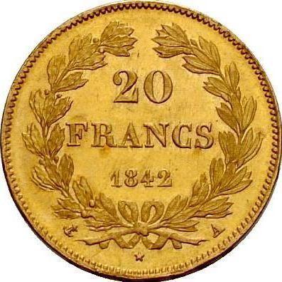 Revers 20 Franken 1842 A "Typ 1832-1848" - Goldmünze Wert - Frankreich, Louis-Philippe I