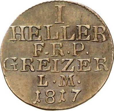Rewers monety - 1 halerz 1817 - cena  monety - Reuss-Greiz, Henryk XIX