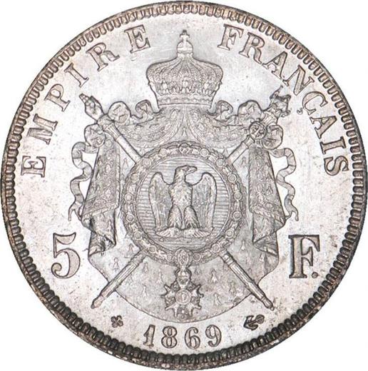 Reverse 5 Francs 1869 BB "Type 1861-1870" - Silver Coin Value - France, Napoleon III