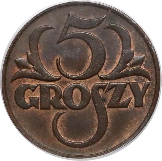 Reverse 5 Groszy 1925 WJ - Coin Value - Poland, II Republic