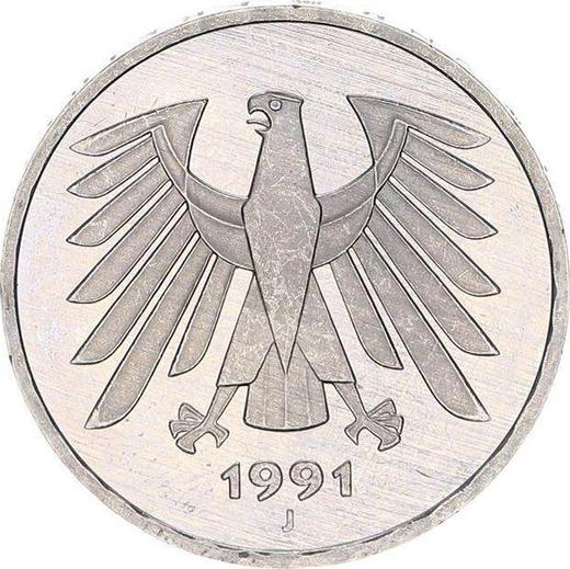 Revers 5 Mark 1991 J - Münze Wert - Deutschland, BRD