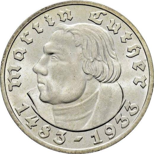 Awers monety - 5 reichsmark 1933 D "Marcin Luter" - cena srebrnej monety - Niemcy, III Rzesza