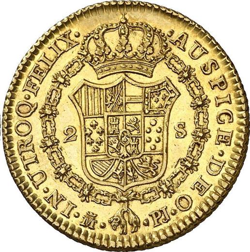 Reverse 2 Escudos 1773 M PJ - Gold Coin Value - Spain, Charles III