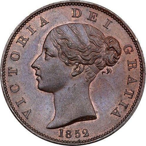 Obverse Halfpenny 1852 WW -  Coin Value - United Kingdom, Victoria