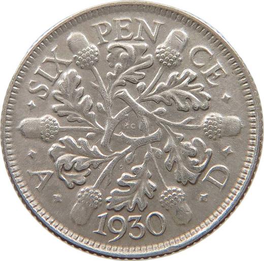 Reverse Sixpence 1930 - Silver Coin Value - United Kingdom, George V