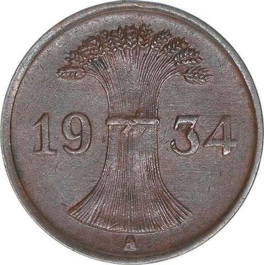Reverse 1 Reichspfennig 1934 A -  Coin Value - Germany, Weimar Republic