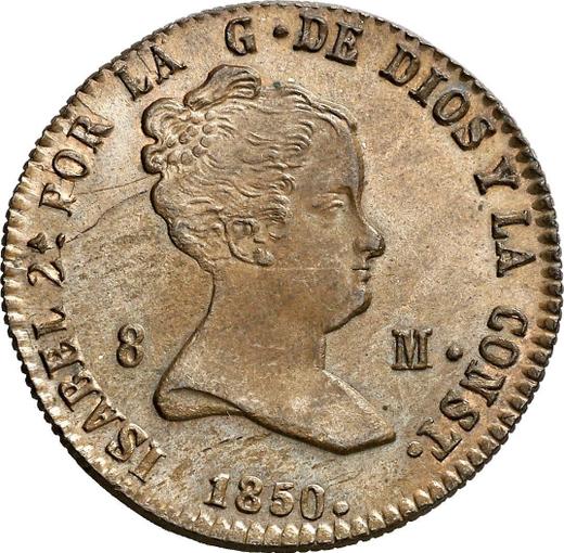 Obverse 8 Maravedís 1850 "Denomination on obverse" -  Coin Value - Spain, Isabella II