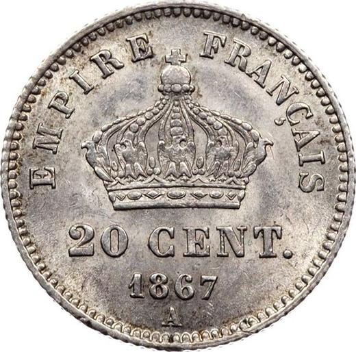 Reverse 20 Centimes 1867 A "Type 1867-1868" - Silver Coin Value - France, Napoleon III