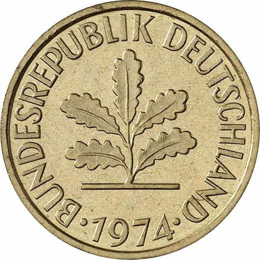 Reverse 5 Pfennig 1974 F -  Coin Value - Germany, FRG