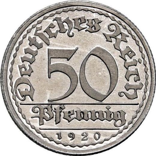Obverse 50 Pfennig 1920 E - Coin Value - Germany, Weimar Republic