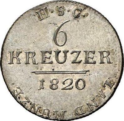 Реверс монеты - 6 крейцеров 1820 года S H.S.C. - цена серебряной монеты - Саксен-Кобург-Заальфельд, Эрнст I