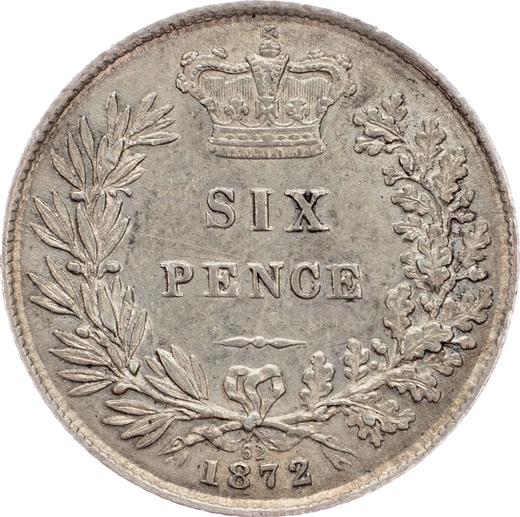 Reverse Sixpence 1872 - Silver Coin Value - United Kingdom, Victoria