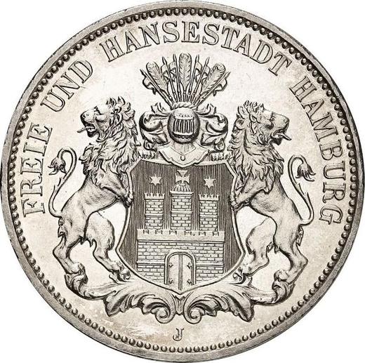 Avers 3 Mark 1909 J "Hamburg" - Silbermünze Wert - Deutschland, Deutsches Kaiserreich