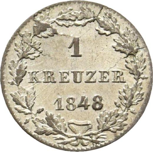 Реверс монеты - 1 крейцер 1848 года - цена серебряной монеты - Франкфурт-на-Майне, Вольный город